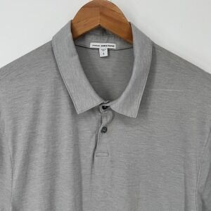 James Perse Polo Shirt Mens Size 3 Light Gray Cotton Blend Casual Made in USA